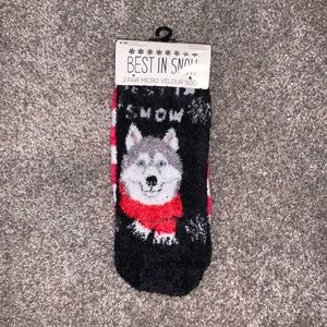 Husky Dog Fuzzy Socks